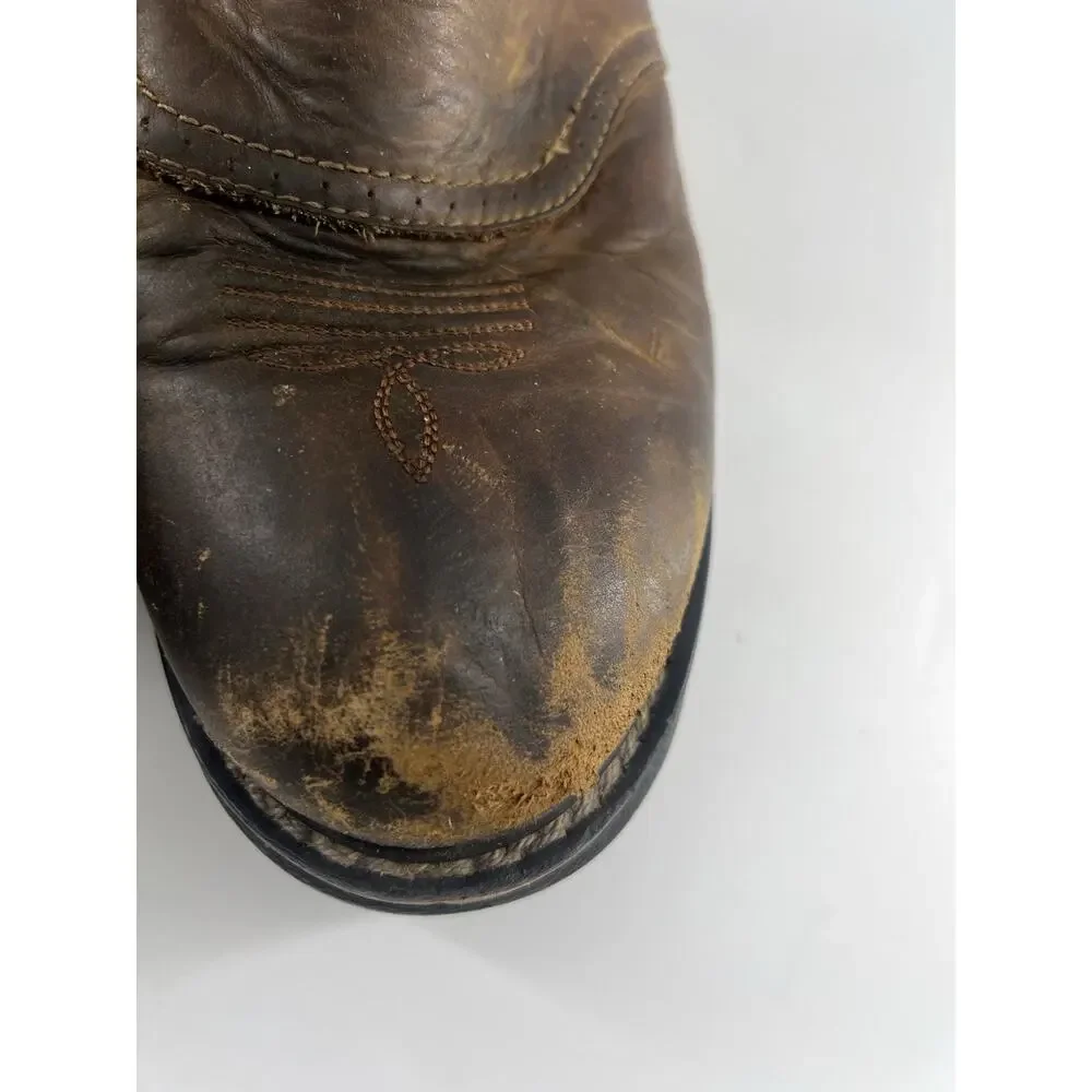 ROCKY Roper Cowboy Boots Mens Sz 12 M Brown Leather Western Rodeo Sddle Azt Ocre